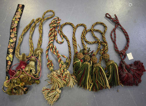 A quantity of late 19th and early 20th century French polychrome tassels and curtain ties