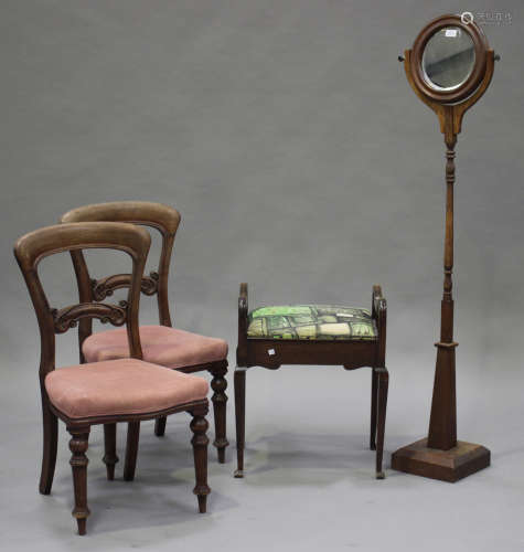 A Victorian oak shaving stand