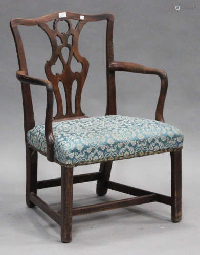 A George III mahogany pierced splat back armchair