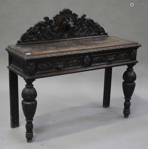 A Victorian oak hall table