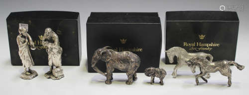 A collection of Royal Hampshire silver plated collectors' figures of animals