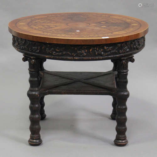 An early 20th century Continental marquetry inlaid occasional table