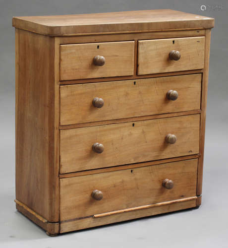 A Victorian mahogany chest of two short and three long drawers