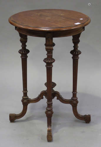 A late 19th century French walnut circular occasional table