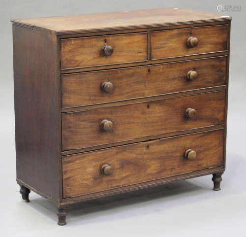 A 19th century mahogany chest of two short and three long drawers