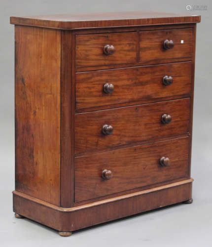 A Victorian mahogany chest of two short and three long drawers