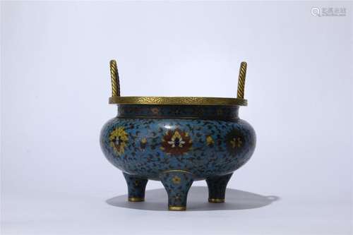 CHINESE CLOISONNE FLOWER ROUND CENSER