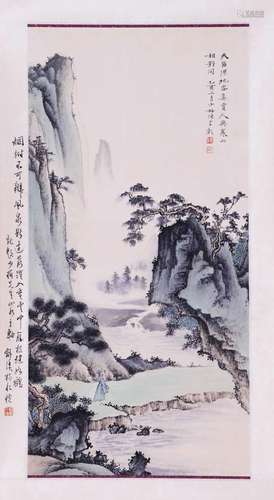 CHINESE SCROLL PAINTING OF MOUNTAIN VIEWS