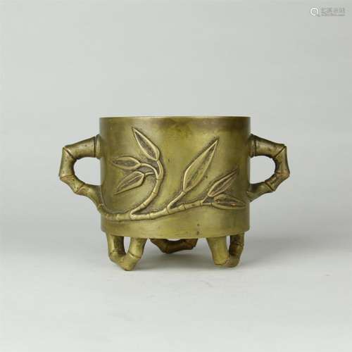 CHINESE COPPER BAMBOO SHAPED INSENCE BURNER