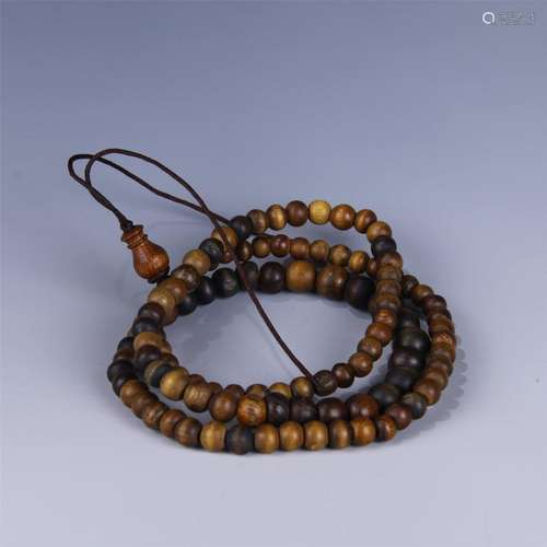 CHINESE AGARWOOD BEADS COUNTING NECKLACE