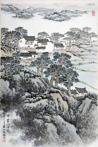 CHINESE SCROLL PAINTING OF LANDSCAPE