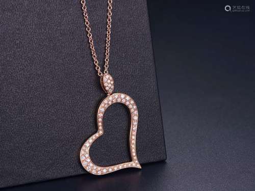 PIAGET 18K ROSE GOLD DIAMOND HEART NECKLACE