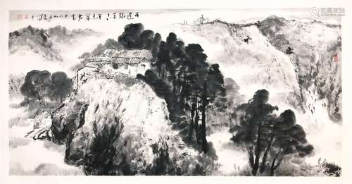 CHINESE SCROLL PAINTING OF MOUNTAIN VIEWS