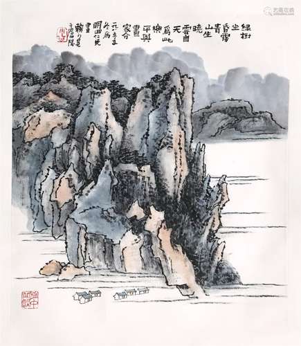 CHINESE SCROLL PAINTING OF MOUNTAIN VIEWS