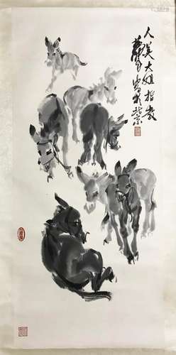 CHINESE SCROLL PAINTING OF DONKEY