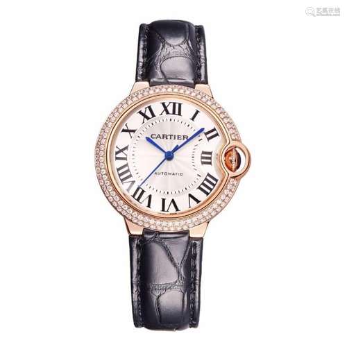 BALLON BLEU DE CARTIER 36MM 18K PINK GOLD DIAMOND WATCH