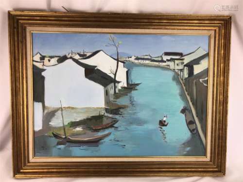 CHINESE OIL PAINTING ON CANVOS VILLA VIEWINGS