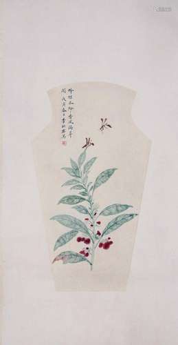 CHINESE SCROLL PAINTING OF FLOWER