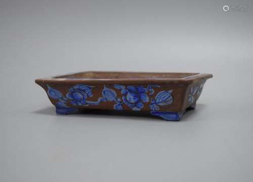 CHINESE YIXING ZISHA FAMILLE ROSE PLANTER BASIN