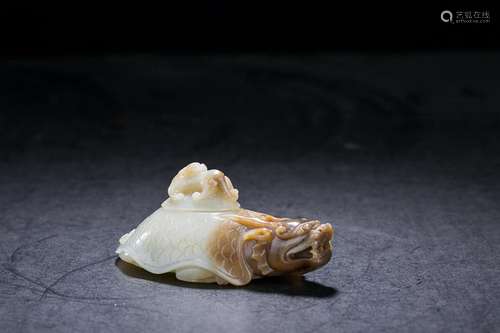 CHINESE CELADON JADE TURTLE TABLE ITEM