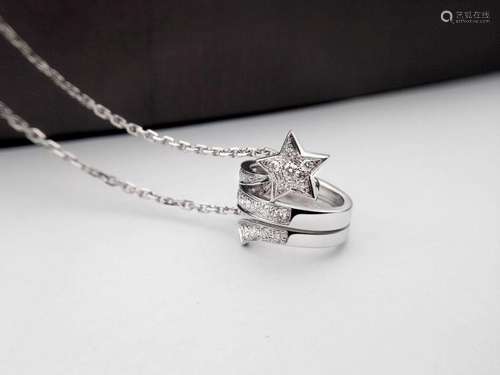 CHANEL 18K WHITE GOLD STAR PENDANT NECKLACE