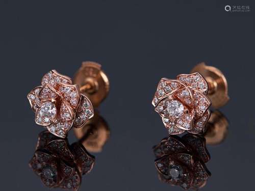 PIAGET 18K ROSE GOLD DIAMOND EARRINGS