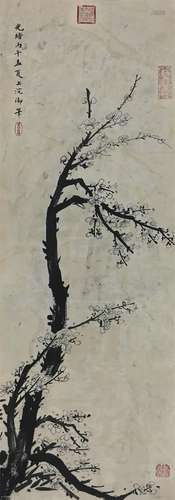 CHINESE SCROLL PAINTING OF PLUM BLOSSOMMING