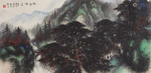 CHINESE SCROLL PAINTING OF PINE TREES