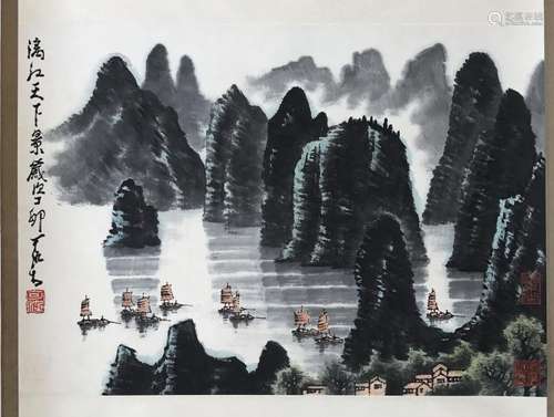 CHINESE SCROLL PAINTING OF LAKEVIEWS