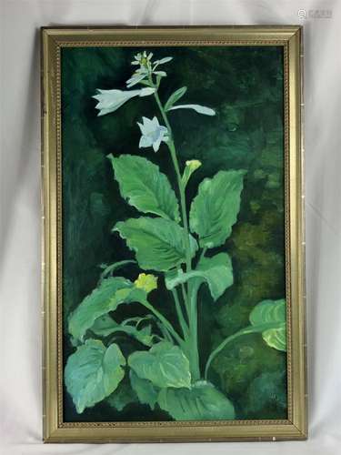 CHINESE OIL PAINTING ON CANVOS OF LILY FLOWER