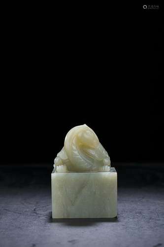 CHINESE CELADON JADE TURTLE SEAL