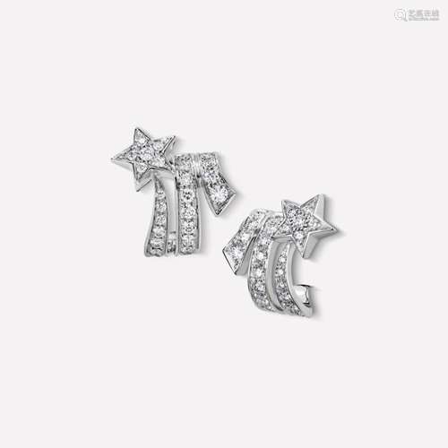 CHANEL COMETE 18K WHITE GOLD DIAMOND EARRINGS