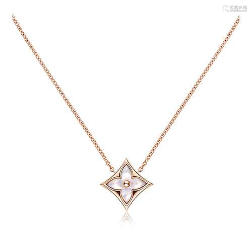 LOUIS VUITTON 18K ROSE GOLD MOTHER OF PEARL PENDANT NECKLACE