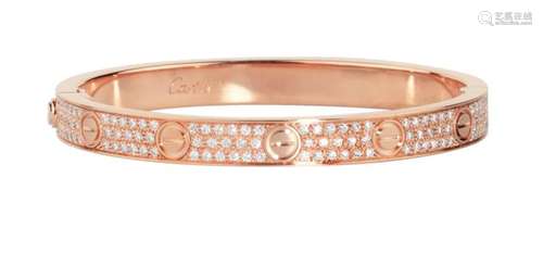 CARTIER 18K ROSE GOLD DIAMOND LOVE BRACELET