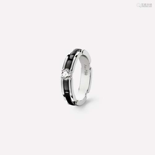 CHANEL ULTRA 18K WHITE GOLD DIAMOND BLACK CERAMIC BAND RING