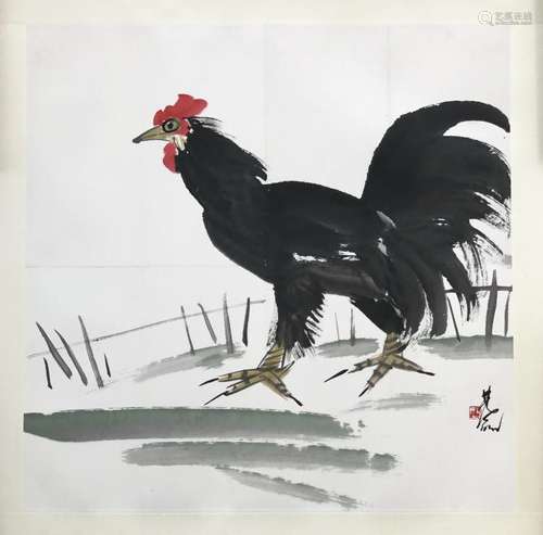 CHINESE SCROLL PAINTING OF ROOSTER