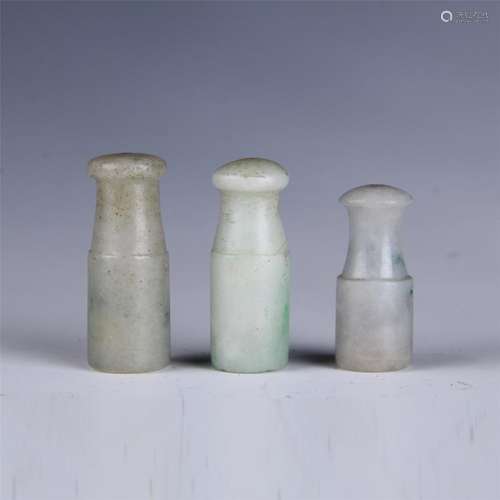 THREE JADEITE CIGARETTE HOLDERS