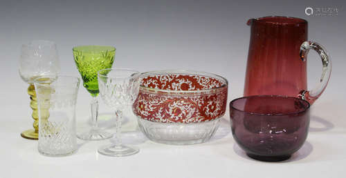 A collection of decorative glassware