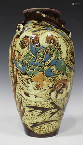 A large Brannam pottery vase