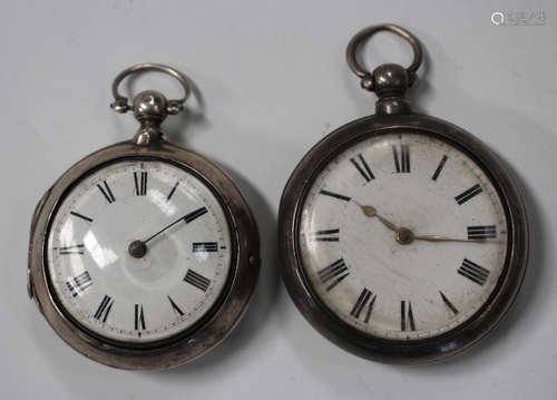 A silver pair cased keywind open-faced gentleman's pocket watch