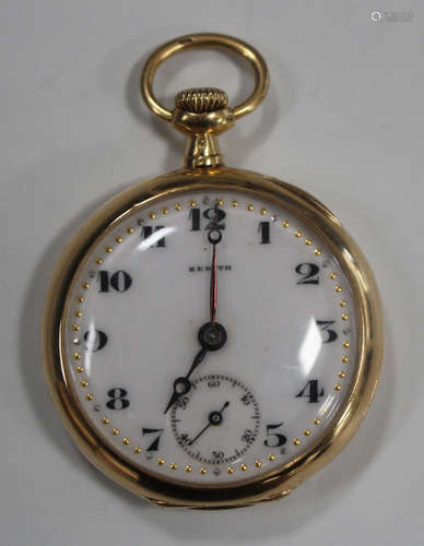 A Zenith 18ct gold cased keyless wind open-faced lady's fob watch