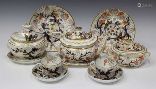 An English porcelain harlequin part tea service