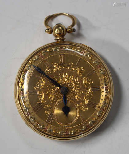 An 18ct gold cased keywind open-faced pocket watch