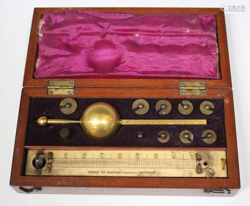 A late Victorian mahogany cased Sikes hydrometer