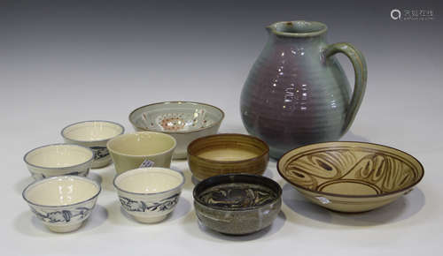 A group of studio pottery