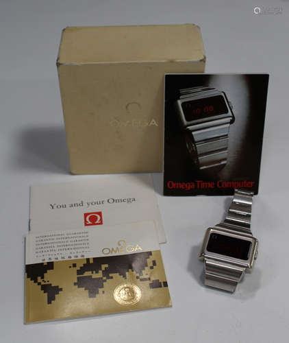 An Omega Time Computer steel cased gentleman's bracelet wristwatch