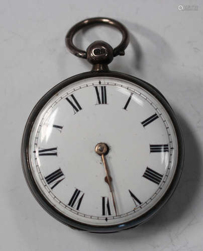 A silver cased keywind open-faced pocket watch