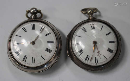 A silver pair cased keywind open-faced gentleman's pocket watch