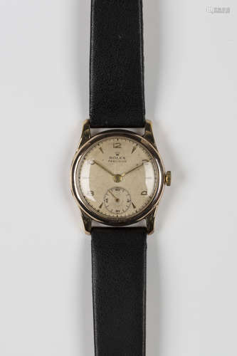 A Rolex 9ct gold circular cased three-quarter size wristwatch