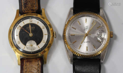 A Junghans Automatic gilt metal fronted and steel backed wristwatch
